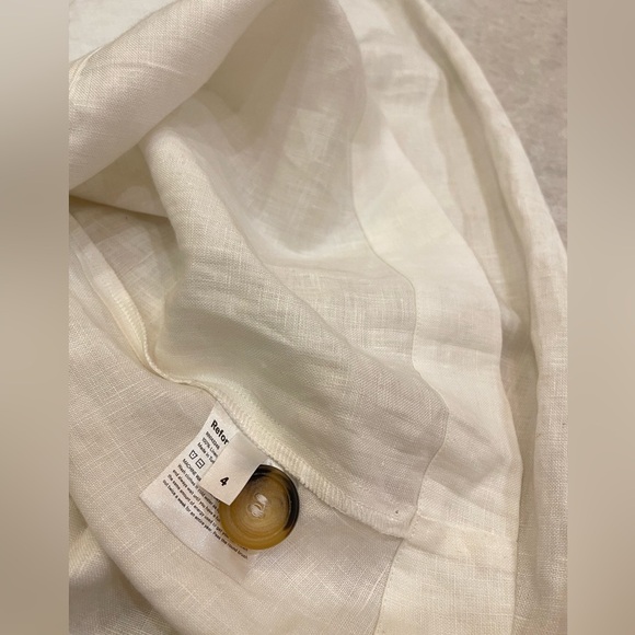 REFORMATION Highland Button Front Midi Linen Skirt In White Size 4 - Picture 8 of 13